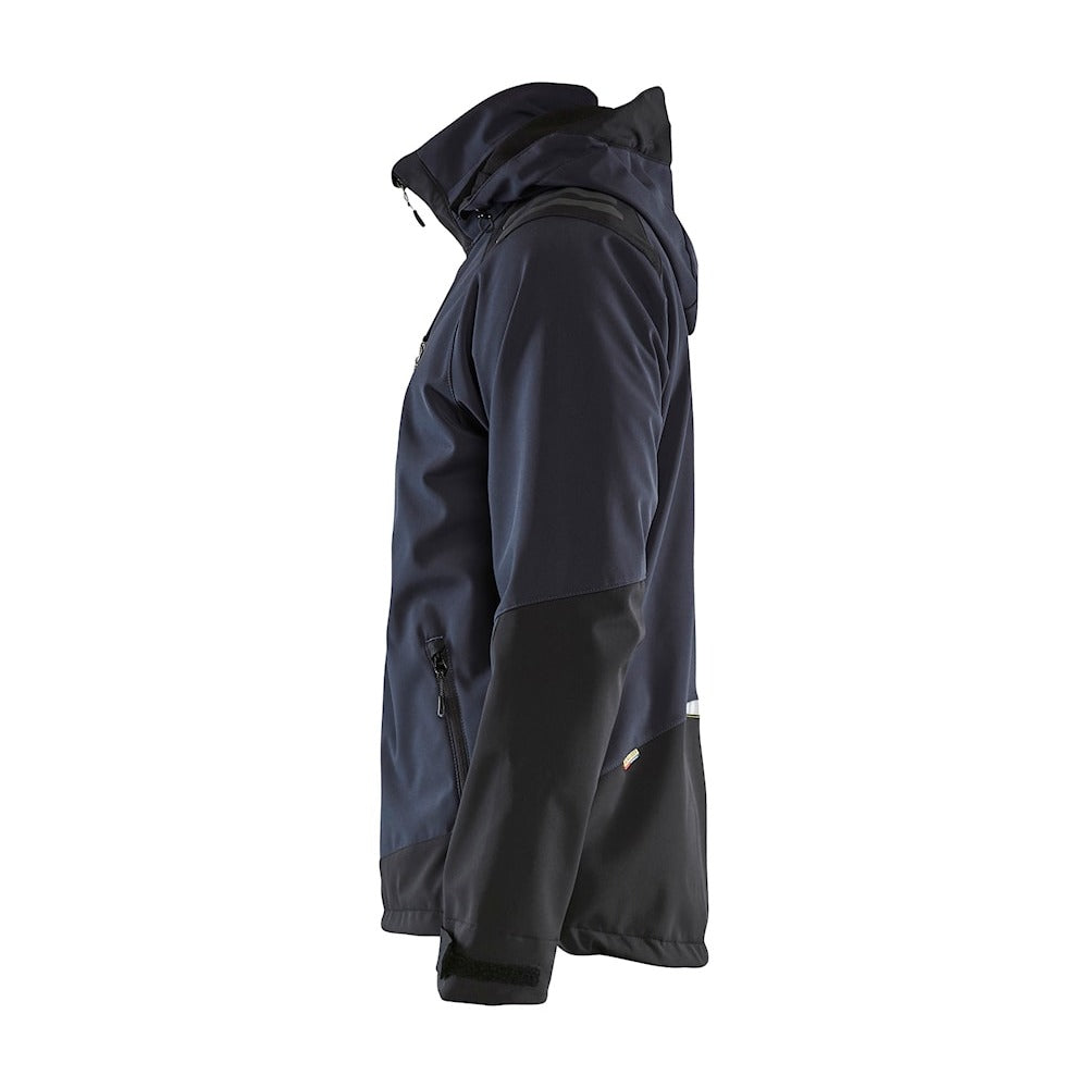 Blaklader Softshell Jacket 4749 #colour_dark-navy-blue-hi-vis-yellow