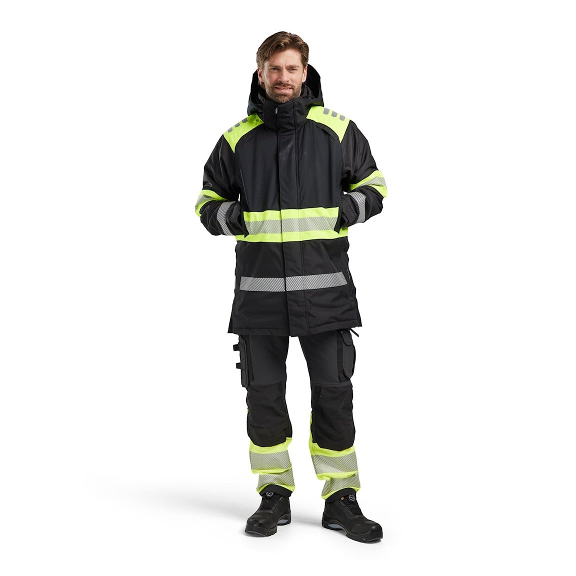 Blaklader Winter Parka Hi-Vis 4485 #colour_black-hi-vis-yellow