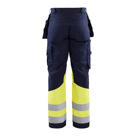 Blaklader Multinorm Craftsman Trousers 1479 #colour_navy-blue-hi-vis-yellow