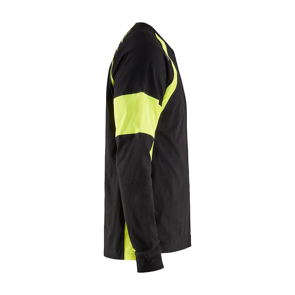 Blaklader Long Sleeved T-Shirt 3520 #colour_black-hi-vis-yellow