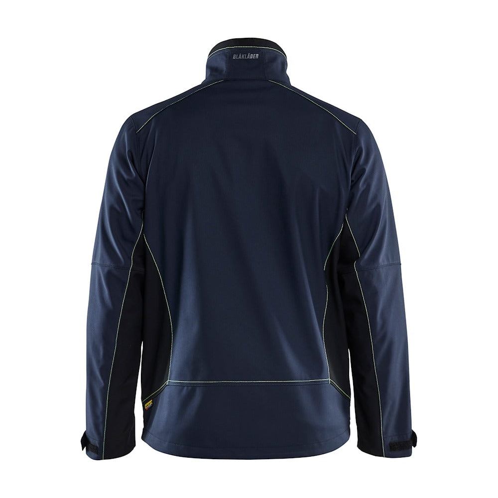 Blaklader Softshell Jacket 4950 #colour_dark-navy-blue-hi-vis-yellow