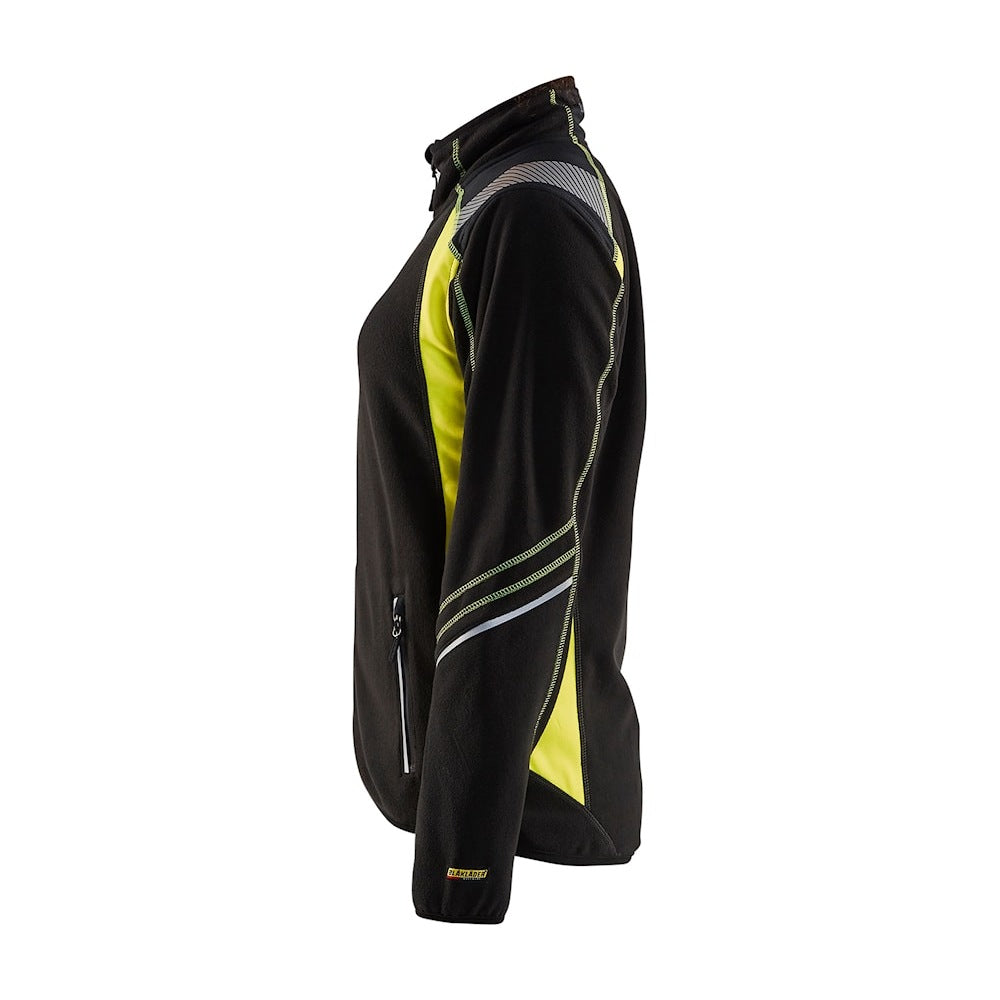 Blaklader Women's Microfleece Jacket 4973 #colour_black-hi-vis-yellow