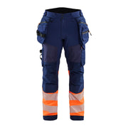 Blaklader Softshell Hi-Vis Trousers 1821 #colour_navy-blue-orange