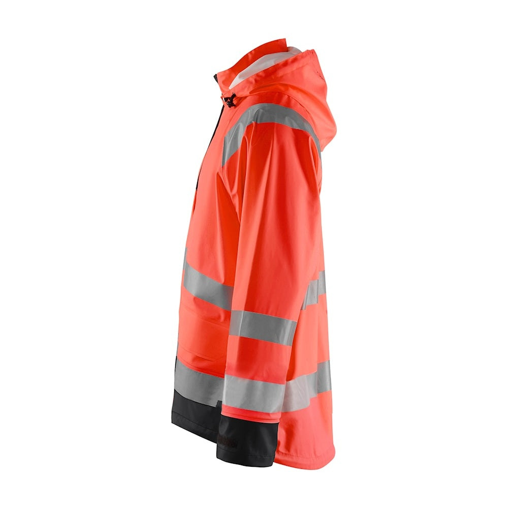 Blaklader Rain Jacket Hi-Vis Level 1 4323 #colour_red-hi-vis-black