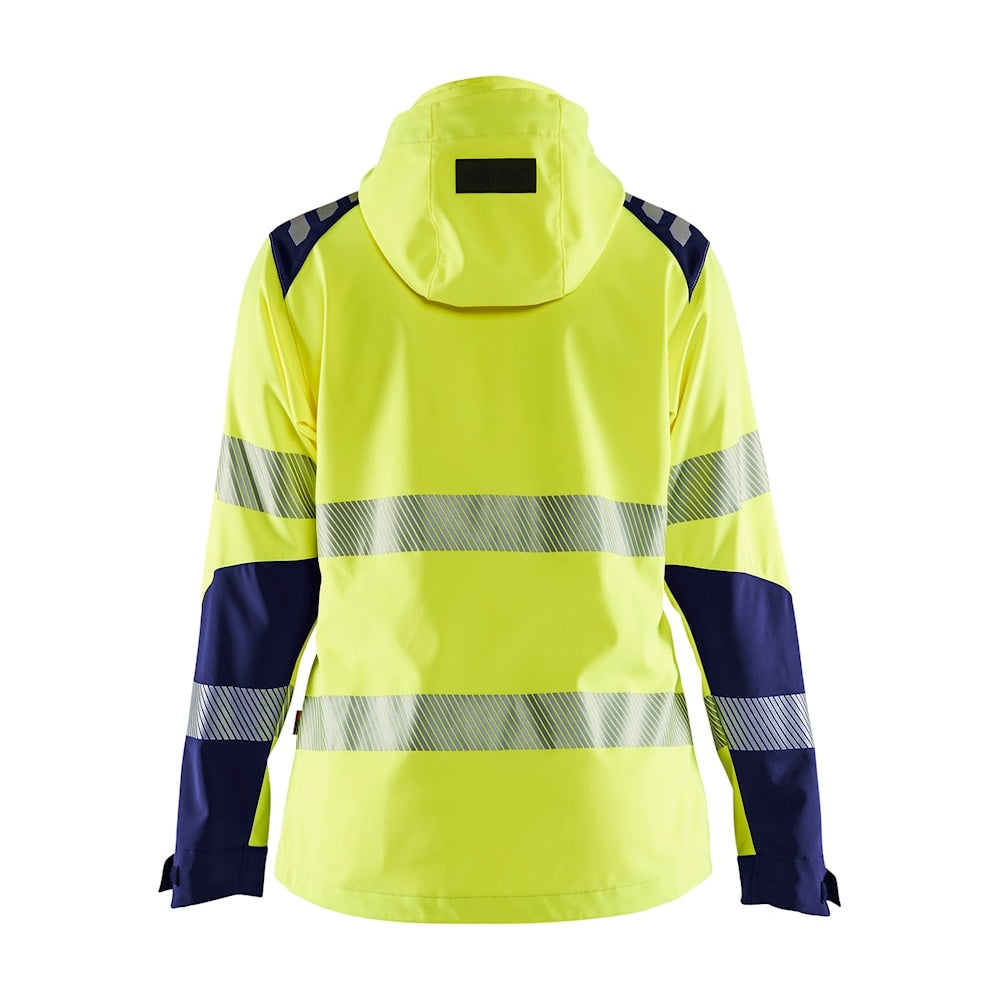 Blaklader Women's Hi-Vis Softshell Jacket 4791 #colour_hi-vis-yellow-navy-blue