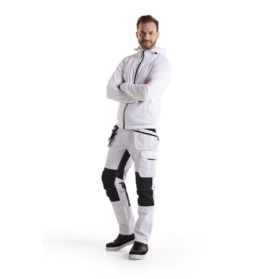 Blaklader Painters Trousers with Stretch 1096 #colour_white-dark-grey