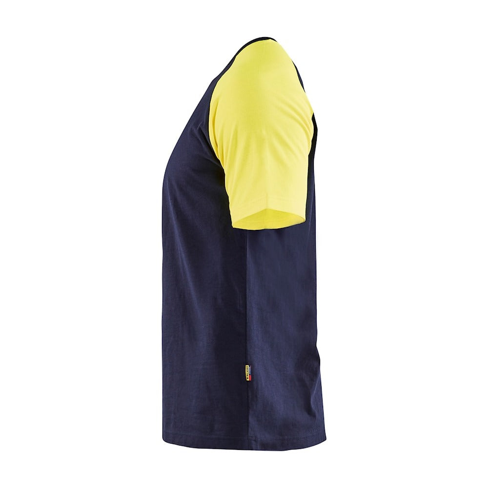 Blaklader T-Shirt 3515 #colour_navy-blue-hi-vis-yellow