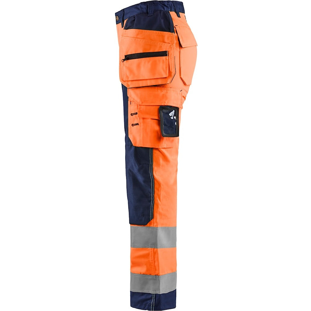 Blaklader Women's Hi-Vis Trousers 7156 #colour_orange-navy-blue