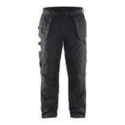 Blaklader Service Trousers with Stretch And Nail Pockets 1496 #colour_black-hi-vis-yellow
