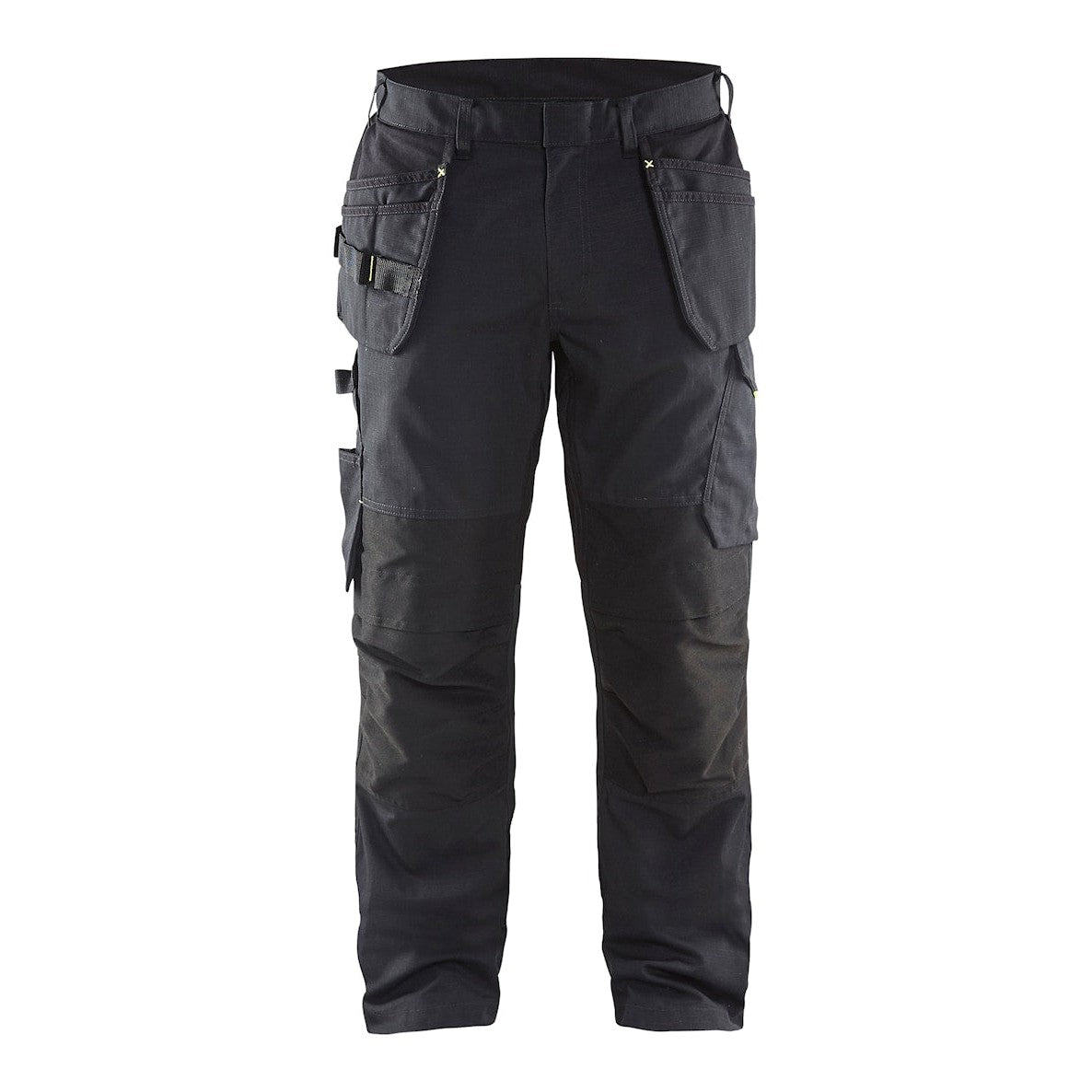 Blaklader Service Trousers with Stretch And Nail Pockets 1496 #colour_black-hi-vis-yellow