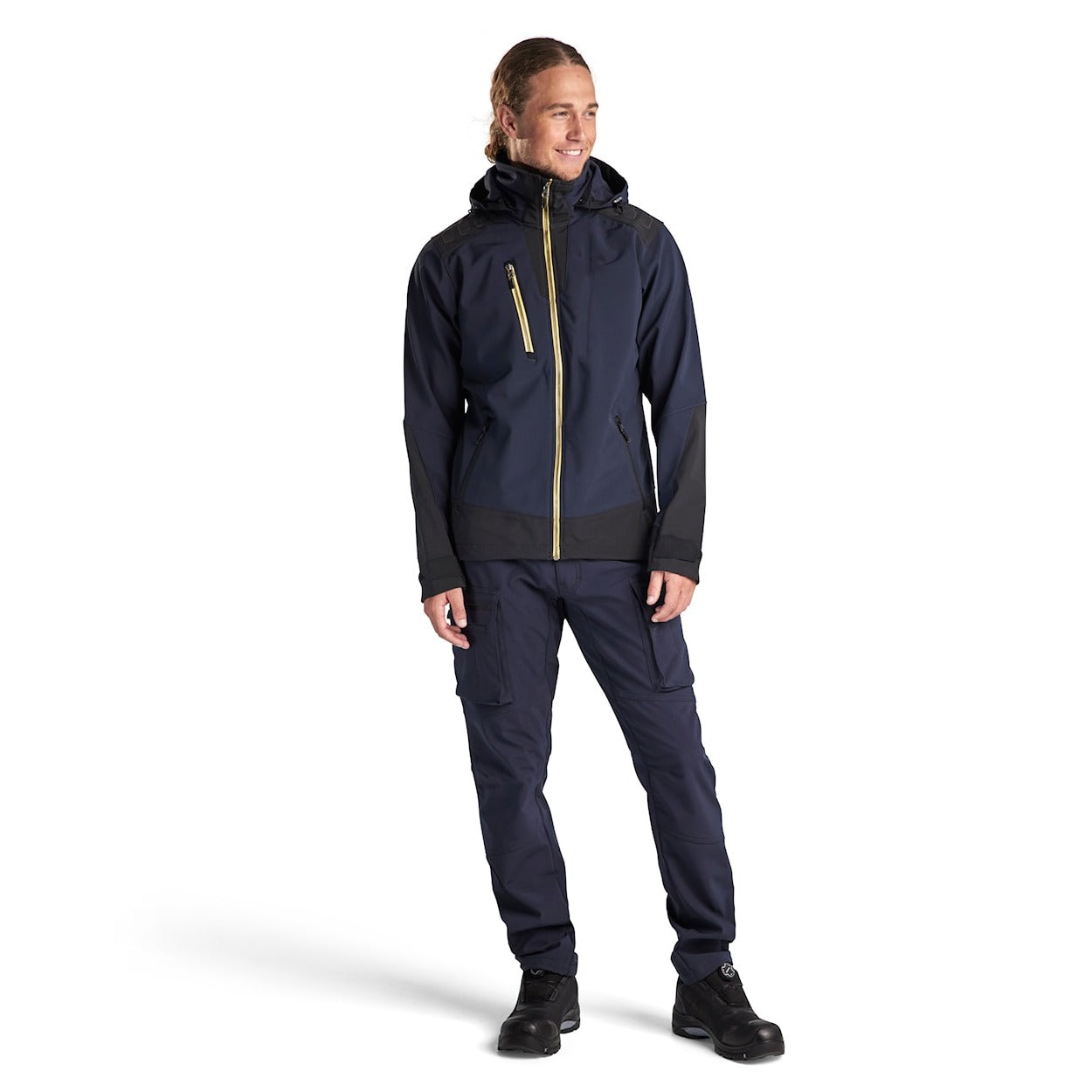 Blaklader Softshell Jacket 4749 #colour_dark-navy-yellow