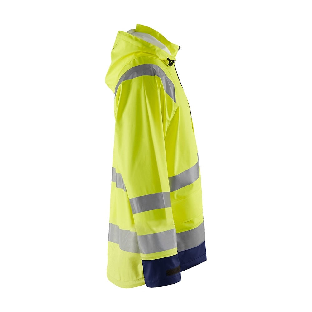 Blaklader Rain Jacket Hi-Vis Level 1 4323 #colour_hi-vis-yellow-navy-blue