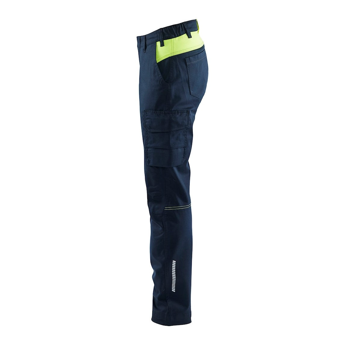 Blaklader Women's Industry Trousers Stretch 7144 #colour_dark-navy-blue-hi-vis-yellow
