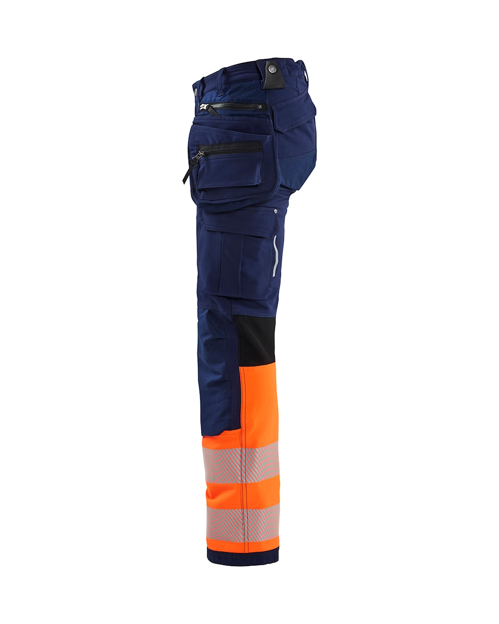 Blaklader Women's Hi-Vis 4-Way-Stretch Trousers 7193 #colour_navy-blue-orange