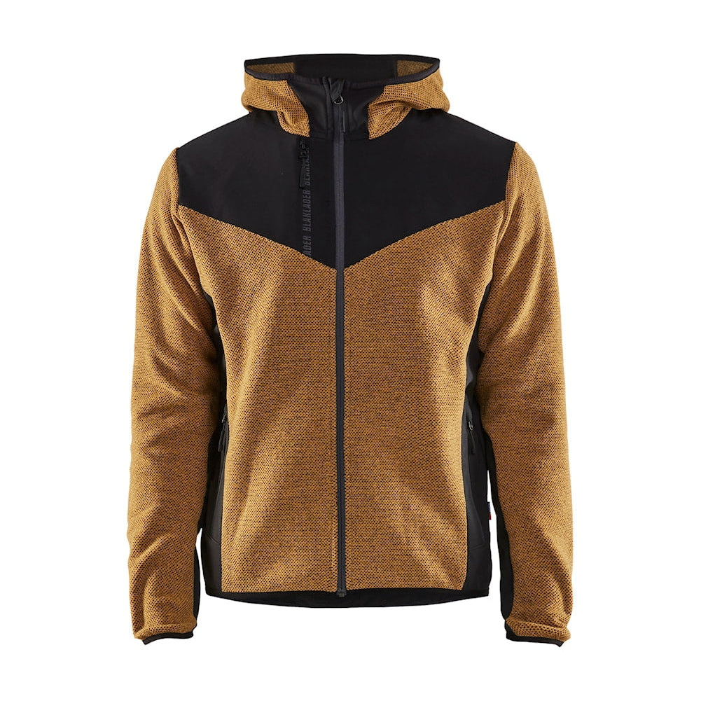 Blaklader Knitted Jacket with Softshell 5940 #colour_honey-gold-black