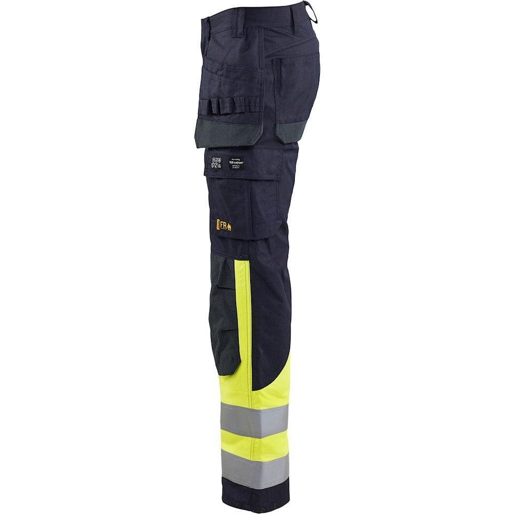 Blaklader Multinorm Inherent Trousers 1489 #colour_navy-blue-hi-vis-yellow