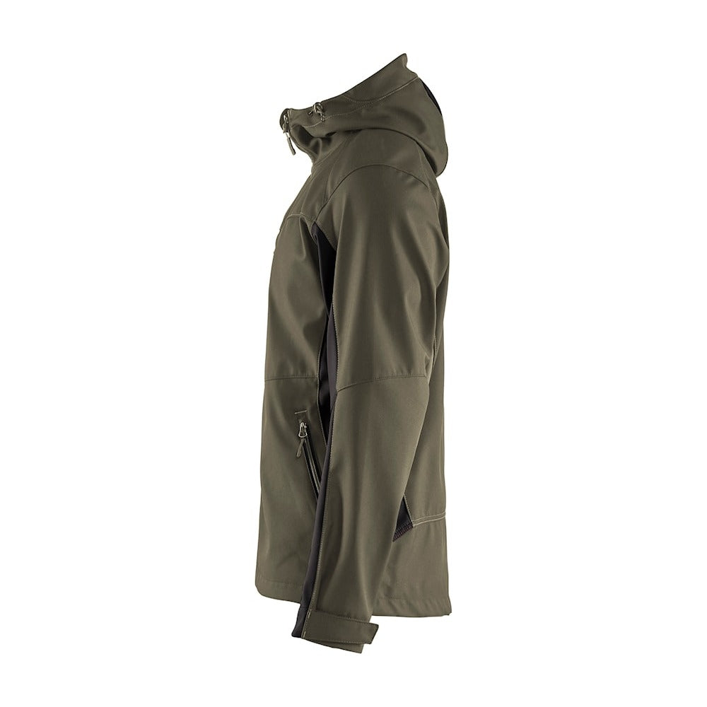 Blaklader Softshell Jacket with Hood 4753 #colour_dark-olive-green-black