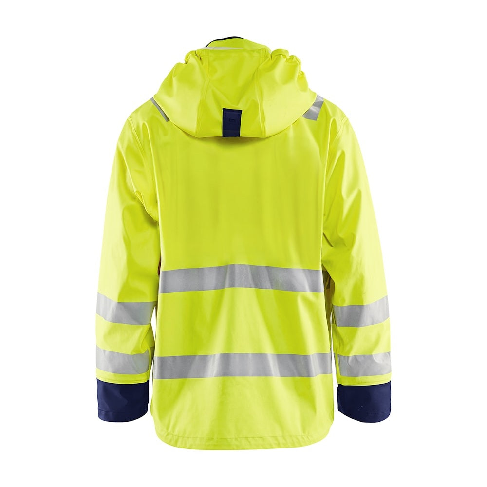 Blaklader Rain Jacket Hi-Vis Level 3 4327 #colour_hi-vis-yellow-navy-blue