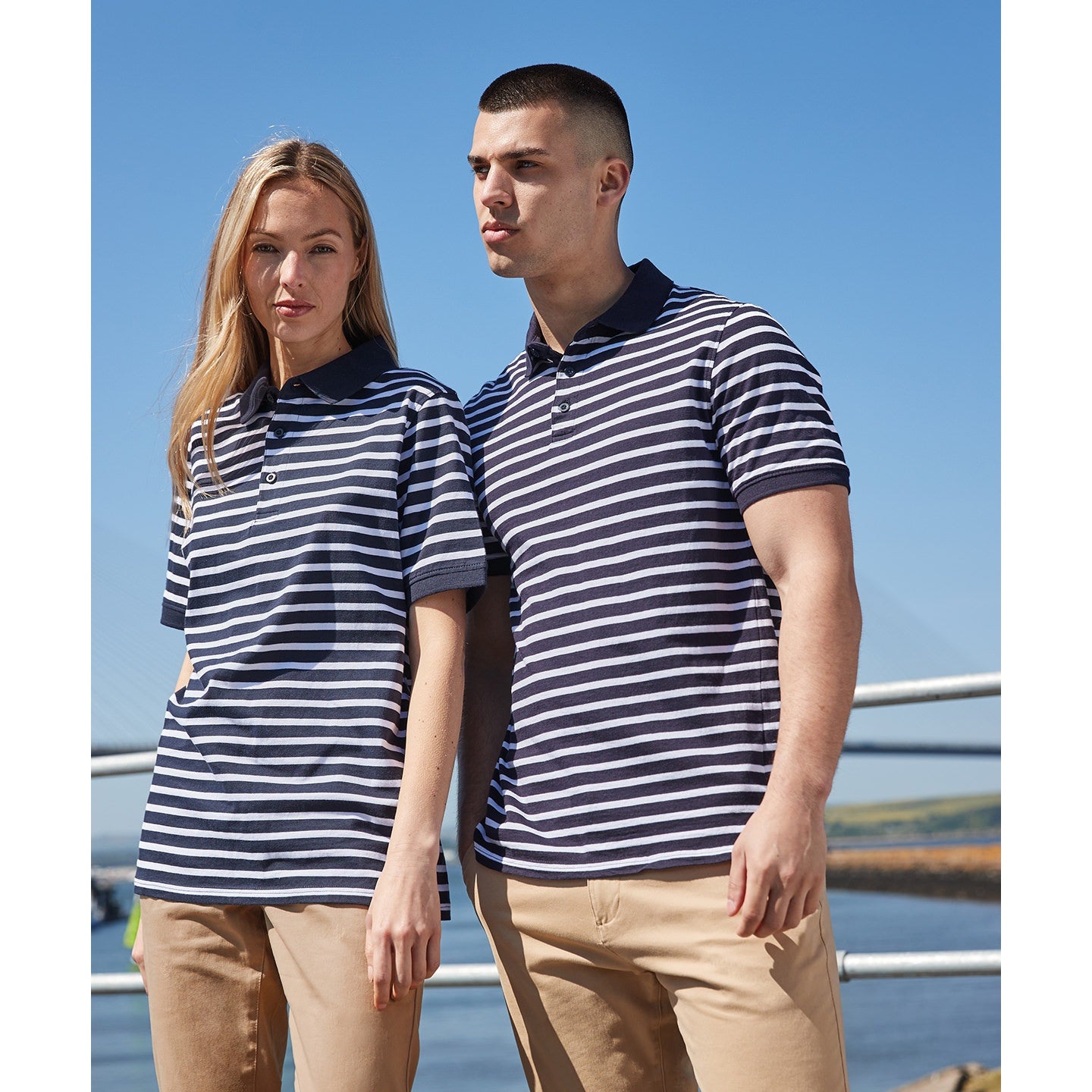 Front Row Striped Jersey Polo Shirt