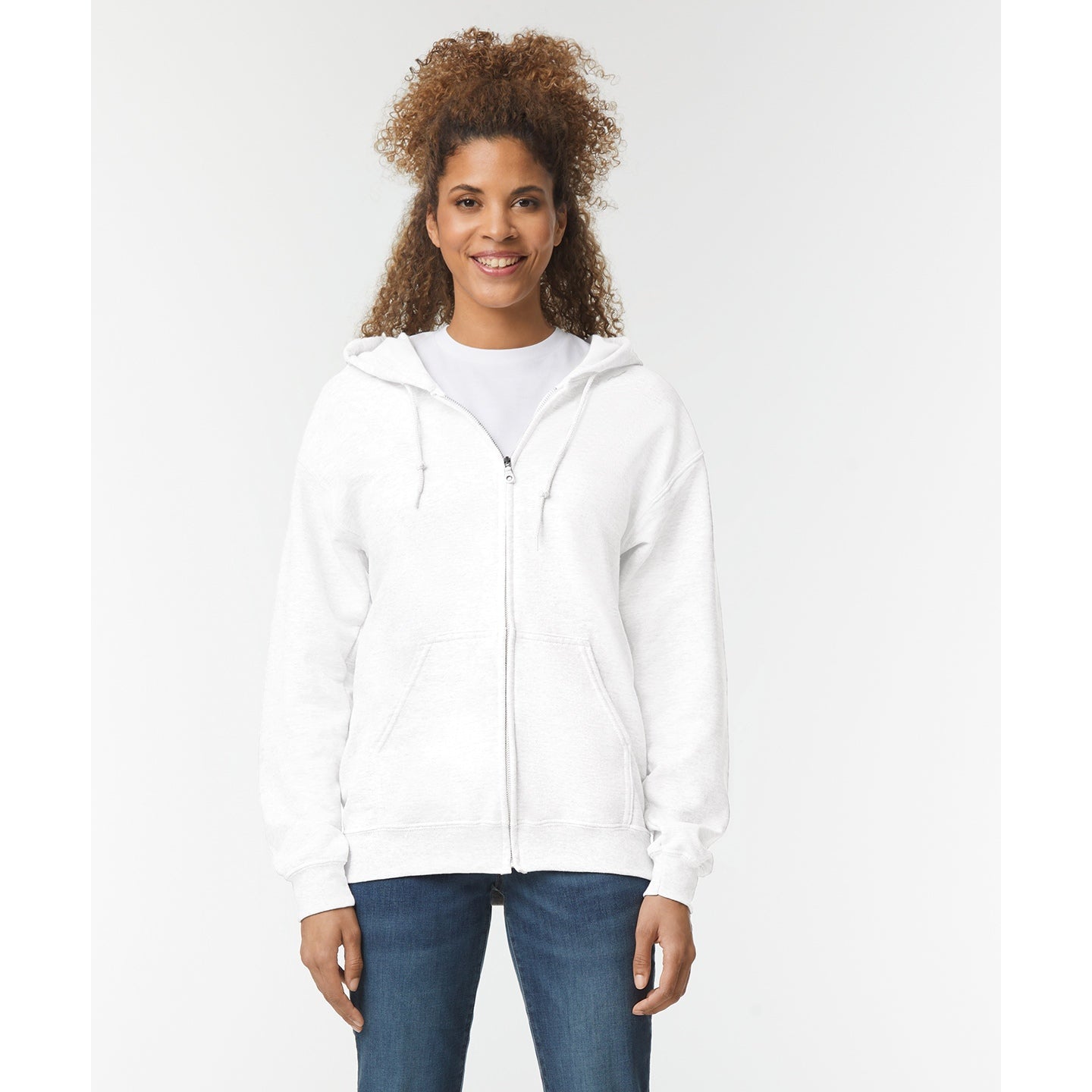 Gildan Heavy Blend Full Zip Hooded Sweatshirt - White