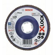 Bosch Professional X-LOCK Flap Discs - Straight Version, Plastic Plate - 125mm - G 120 - X571 - Best for Metal