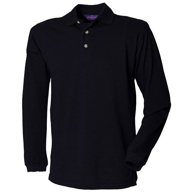 Henbury Long Sleeve Cotton Polo Shirt