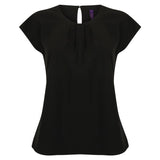 Henbury Women's Pleat Front Short Sleeve Blouse