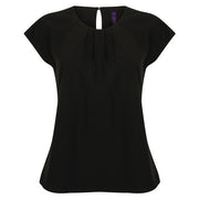 Henbury Women's Pleat Front Short Sleeve Blouse