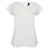 Henbury Women's Pleat Front Short Sleeve Blouse