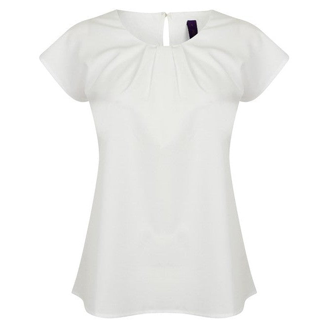 Henbury Women's Pleat Front Short Sleeve Blouse