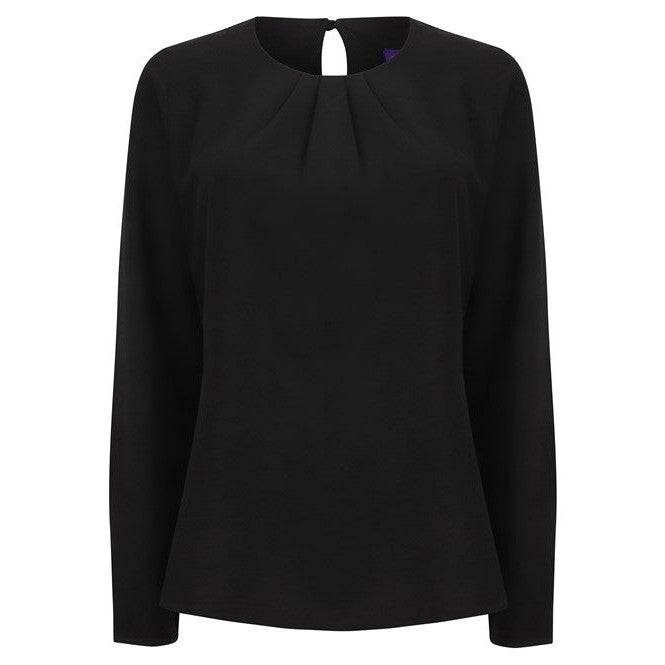 Henbury Women's Pleat Front Long Sleeve Blouse
