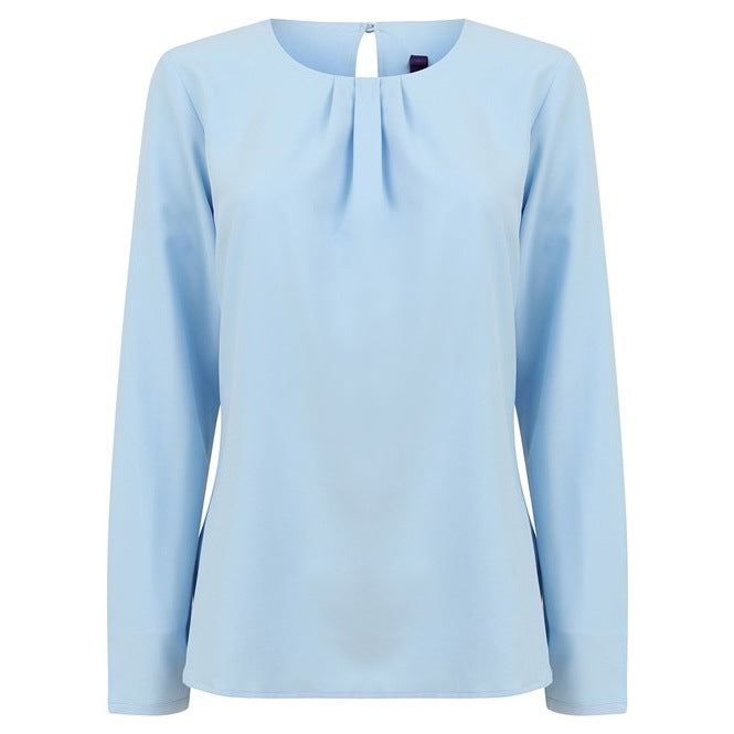 Henbury Women's Pleat Front Long Sleeve Blouse