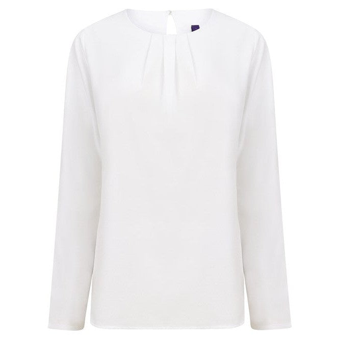 Henbury Women's Pleat Front Long Sleeve Blouse