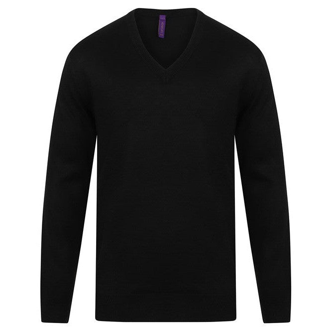 Henbury Cashmere Touch Acrylic V-Neck Jumper