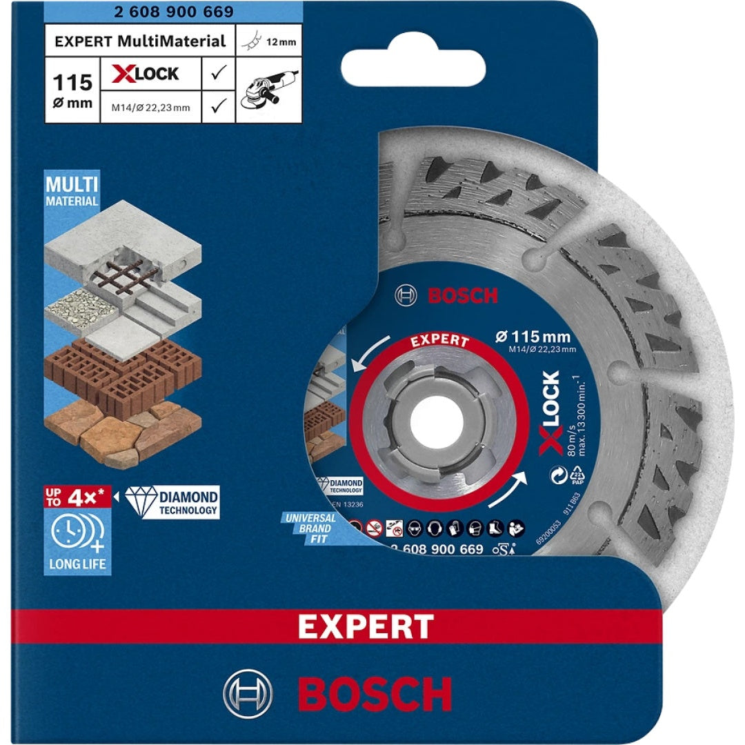 Bosch Professional X-LOCK Diamond Cutting Disc - MultiMaterial, 115 x 22.23 x 2.4 x 12 mm