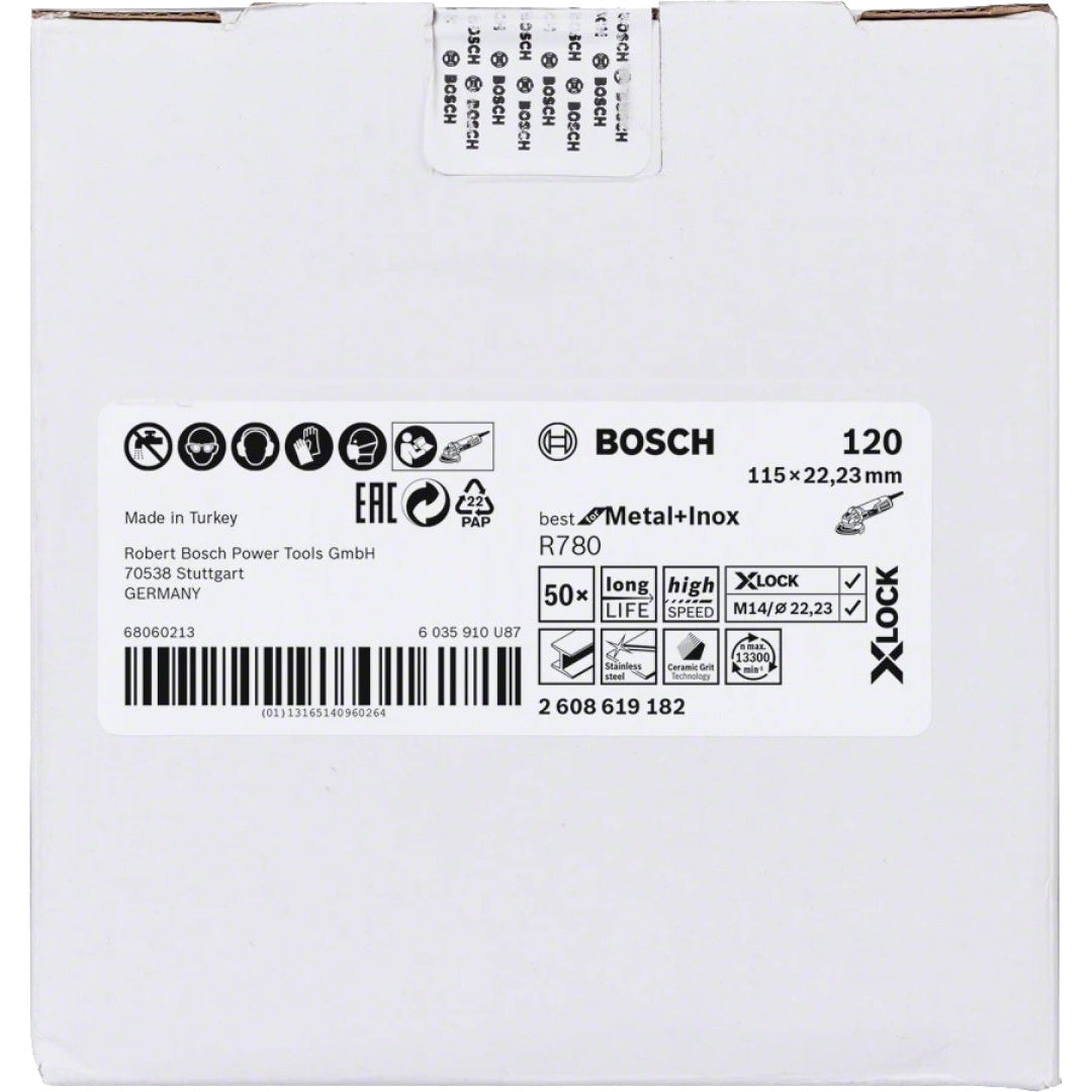 Bosch Professional X-LOCK Fibre Disc R780 - Best for Metal + Inox - 115 x 22.23 mm, G120