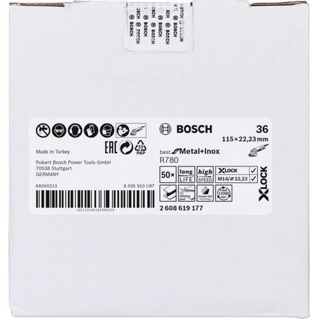 Bosch Professional X-LOCK Fibre Disc R780 - Best for Metal + Inox - 115 x 22.23 mm, G36