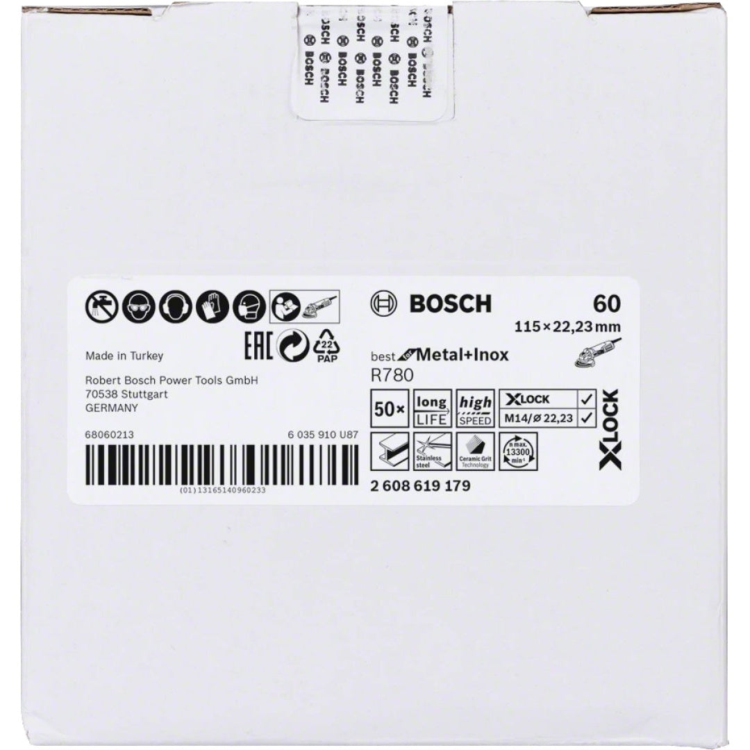 Bosch Professional X-LOCK Fibre Disc R780 - Best for Metal + Inox - 115 x 22.23 mm, G60