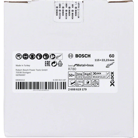 Bosch Professional X-LOCK Fibre Disc R780 - Best for Metal + Inox - 115 x 22.23 mm, G60