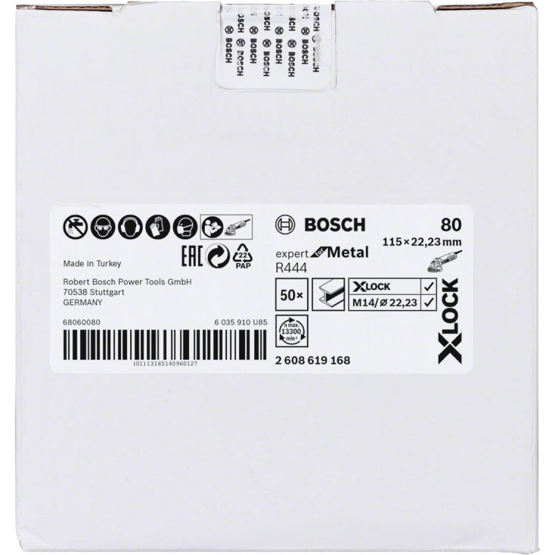 Bosch Professional X-LOCK Fibre Sanding Discs - 115mm G 80 R444 Expert for Metal