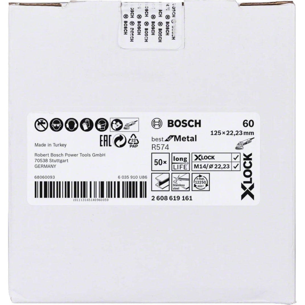 Bosch Professional X-LOCK Fibre Sanding Discs - 125mm G 60 R574 - Best for Metal