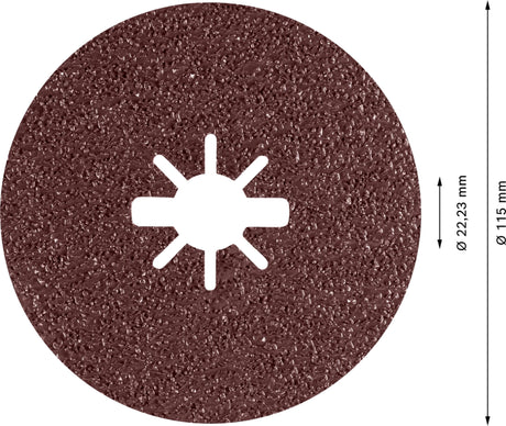 Bosch Professional Expert R781 Prisma Ceramic X-LOCK Fibre Disc - 115mm, G36, 5-pc, 22.23mm