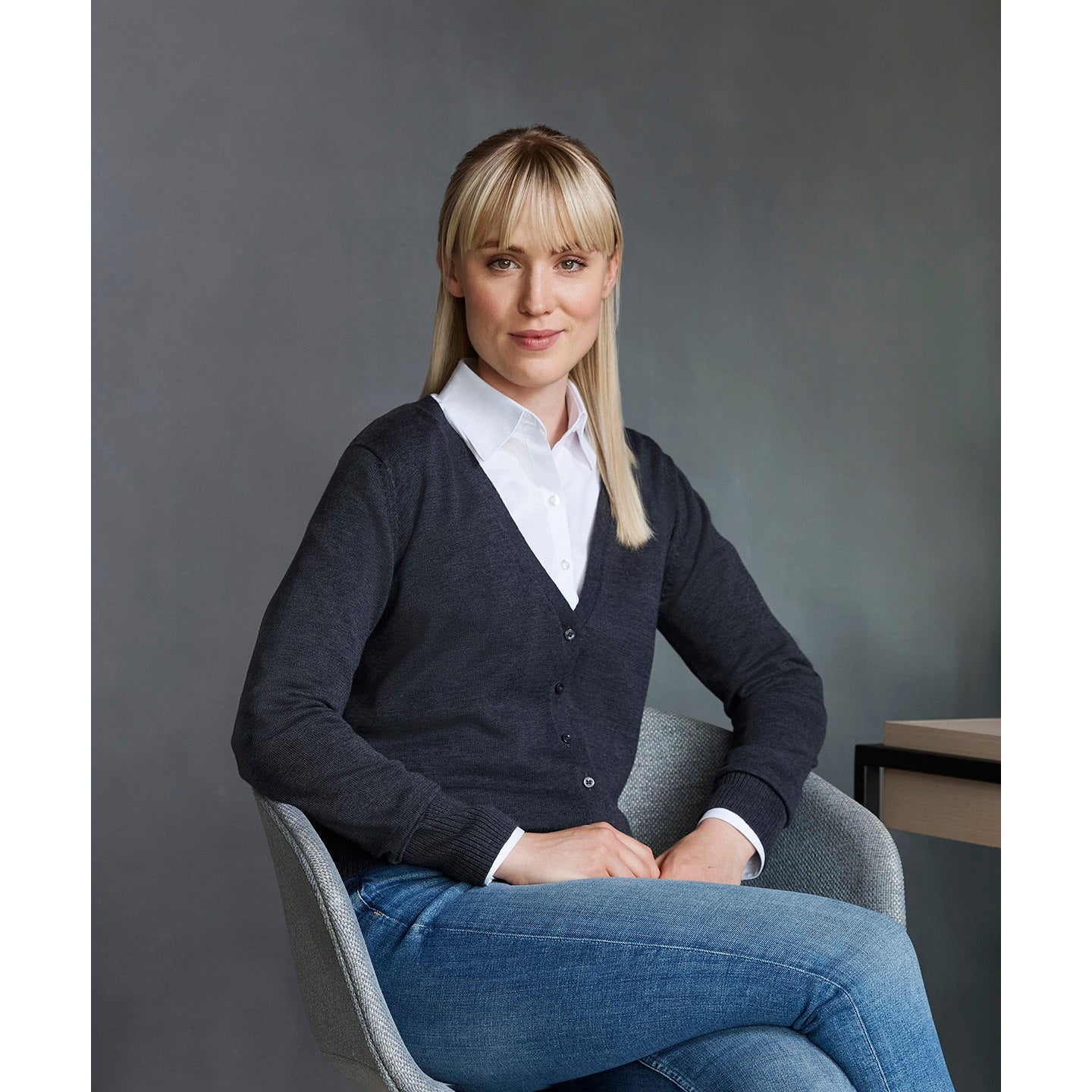 Russell Collection Women's V-Neck Knitted Cardigan