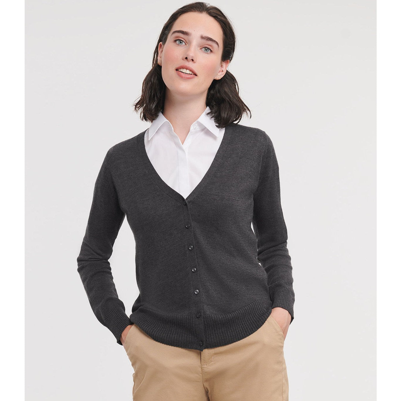 Russell Collection Women's V-Neck Knitted Cardigan