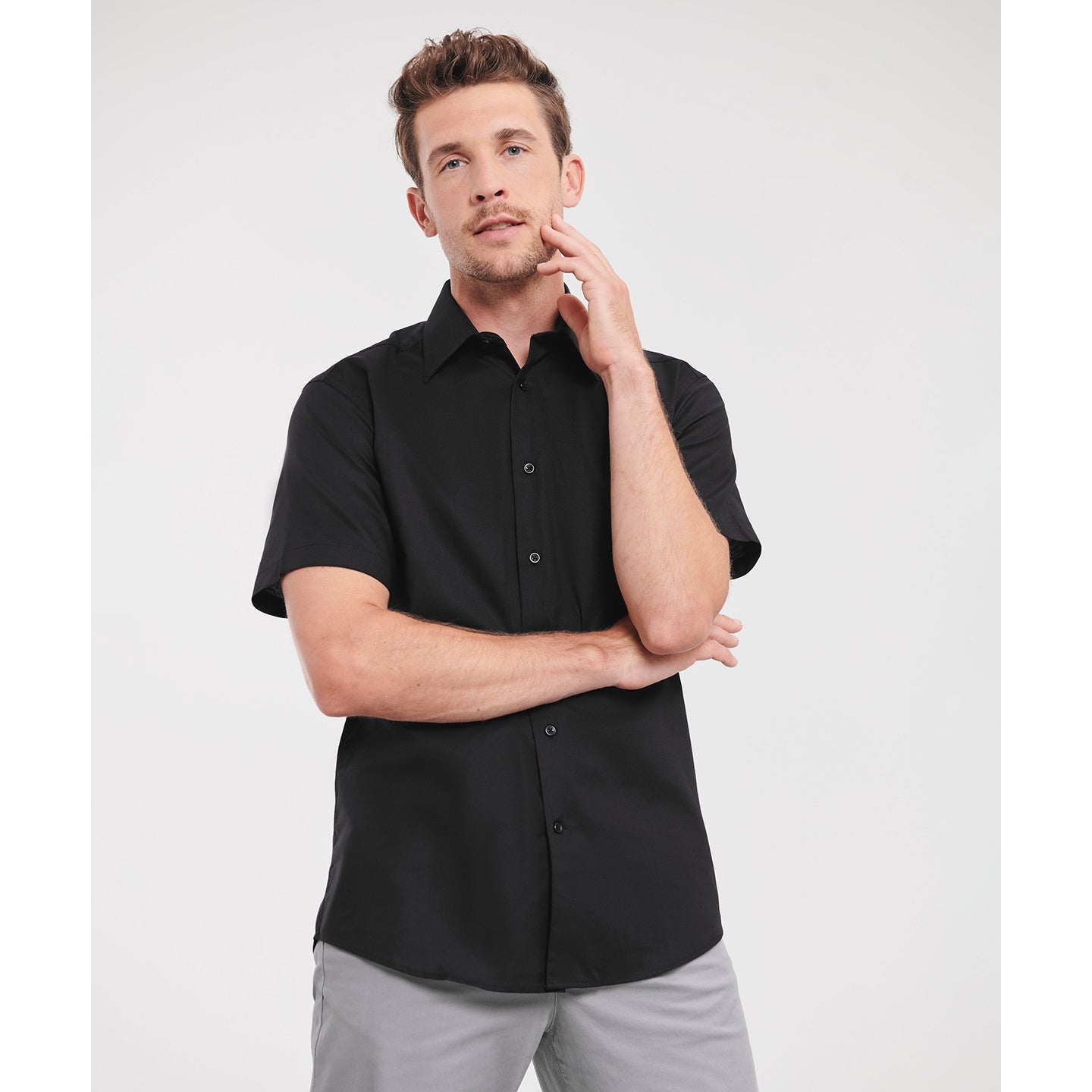 Russell Collection Short Sleeve Easycare Tailored Oxford Shirt