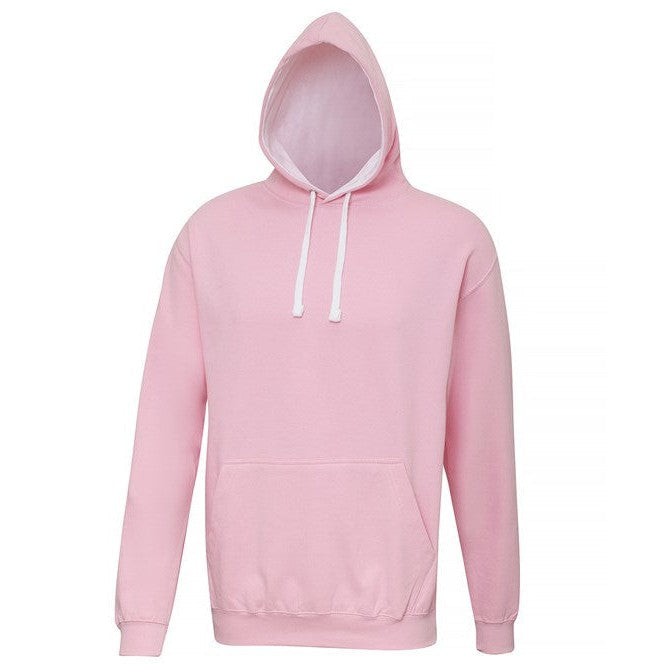 Awdis Just Hoods Varsity Hoodie - Baby Pink/Arctic White
