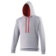 Awdis Just Hoods Varsity Hoodie - Heather Grey/Fire Red*