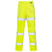 Supertouch Hi Vis Yellow 3 Band Polycotton Trousers - Long