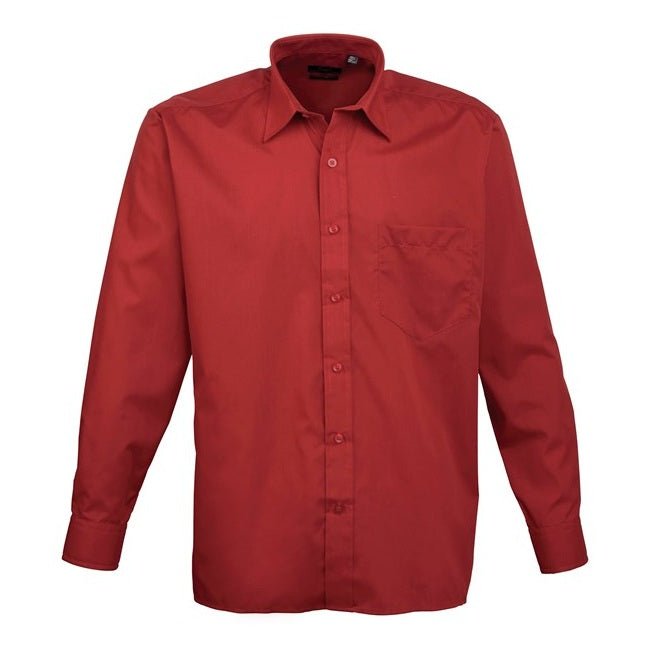 Premier Long Sleeve Poplin Shirt - Burgundy