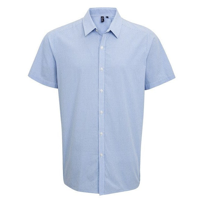 Premier Microcheck (Gingham) Short Sleeve Cotton Shirt